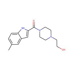 Cc1ccc2[nH]c(C(=O)N3CCN(CCO)CC3)cc2c1 ZINC000096282475