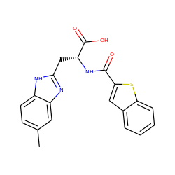 Cc1ccc2[nH]c(C[C@@H](NC(=O)c3cc4ccccc4s3)C(=O)O)nc2c1 ZINC000299829231