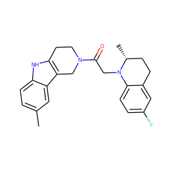 Cc1ccc2[nH]c3c(c2c1)CN(C(=O)CN1c2ccc(F)cc2CC[C@H]1C)CC3 ZINC000002376561