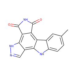 Cc1ccc2[nH]c3c4cn[nH]c4c4c(c3c2c1)C(=O)NC4=O ZINC000084669717