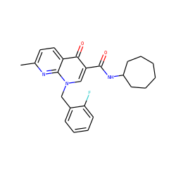 Cc1ccc2c(=O)c(C(=O)NC3CCCCCC3)cn(Cc3ccccc3F)c2n1 ZINC000035050291