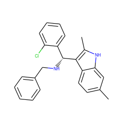 Cc1ccc2c([C@H](NCc3ccccc3)c3ccccc3Cl)c(C)[nH]c2c1 ZINC000103244880