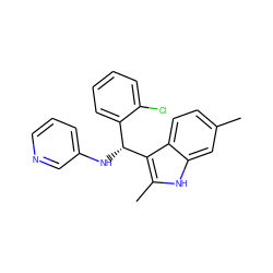 Cc1ccc2c([C@H](Nc3cccnc3)c3ccccc3Cl)c(C)[nH]c2c1 ZINC000103244936