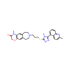 Cc1ccc2c(-c3nnc(SCCCN4CCc5cc6c(cc5CC4)N(C)C(=O)CO6)n3C)cccc2n1 ZINC000029127175