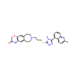 Cc1ccc2c(-c3nnc(SCCCN4CCc5cc6c(cc5CC4)OCC(=O)N6)n3C)cccc2n1 ZINC000029127236