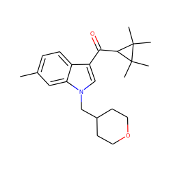 Cc1ccc2c(C(=O)C3C(C)(C)C3(C)C)cn(CC3CCOCC3)c2c1 ZINC000014975759