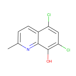 Cc1ccc2c(Cl)cc(Cl)c(O)c2n1 ZINC000000119403