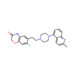 Cc1ccc2c(N3CCN(CCc4cc5c(cc4F)OCC(=O)N5)CC3)cccc2n1 ZINC000003959329