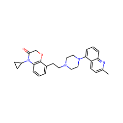 Cc1ccc2c(N3CCN(CCc4cccc5c4OCC(=O)N5C4CC4)CC3)cccc2n1 ZINC000040894455