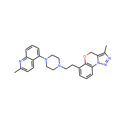 Cc1ccc2c(N3CCN(CCc4cccc5c4OCc4c(C)nnn4-5)CC3)cccc2n1 ZINC000064499114