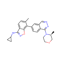 Cc1ccc2c(NC3CC3)noc2c1-c1ccc2c(N3CCOC[C@@H]3C)nncc2c1 ZINC000040955689