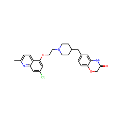 Cc1ccc2c(OCCN3CCC(Cc4ccc5c(c4)NC(=O)CO5)CC3)cc(Cl)cc2n1 ZINC000028887205