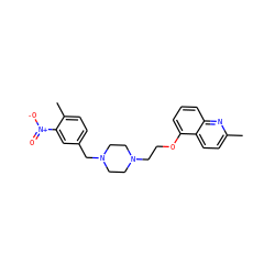 Cc1ccc2c(OCCN3CCN(Cc4ccc(C)c([N+](=O)[O-])c4)CC3)cccc2n1 ZINC000013643845