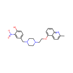 Cc1ccc2c(OCCN3CCN(Cc4ccc(O)c([N+](=O)[O-])c4)CC3)cccc2n1 ZINC000013643839