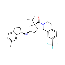 Cc1ccc2c(c1)[C@H](N[C@@H]1CC[C@@](C(=O)N3CCc4ccc(C(F)(F)F)cc4C3)(C(C)C)C1)CC2 ZINC000299860672