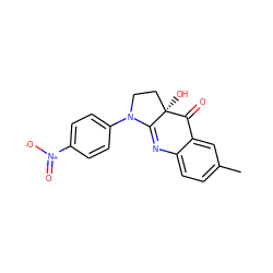 Cc1ccc2c(c1)C(=O)[C@]1(O)CCN(c3ccc([N+](=O)[O-])cc3)C1=N2 ZINC001772768824