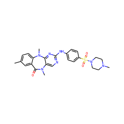 Cc1ccc2c(c1)C(=O)N(C)c1cnc(Nc3ccc(S(=O)(=O)N4CCN(C)CC4)cc3)nc1N2C ZINC001772612755