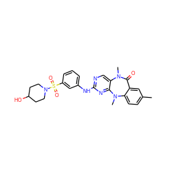 Cc1ccc2c(c1)C(=O)N(C)c1cnc(Nc3cccc(S(=O)(=O)N4CCC(O)CC4)c3)nc1N2C ZINC001772602128