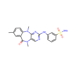 Cc1ccc2c(c1)C(=O)N(C)c1cnc(Nc3cccc(S(N)(=O)=O)c3)nc1N2C ZINC001772615006