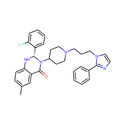 Cc1ccc2c(c1)C(=O)N(C1CCN(CCCn3ccnc3-c3ccccc3)CC1)[C@@H](c1ccccc1F)N2 ZINC001772646002