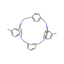 Cc1ccc2c(c1)C1=NCc3ccc(cc3)CN=C3C=CN(Cc4cccc(c4)CN2C=C1)c1ccc(C)cc13 ZINC000377846425