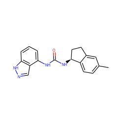 Cc1ccc2c(c1)CC[C@@H]2NC(=O)Nc1cccc2[nH]ncc12 ZINC000028964872