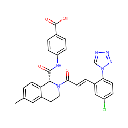 Cc1ccc2c(c1)CCN(C(=O)/C=C/c1cc(Cl)ccc1-n1cnnn1)[C@H]2C(=O)Nc1ccc(C(=O)O)cc1 ZINC000145843684