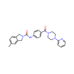 Cc1ccc2c(c1)CN(C(=O)Nc1ccc(C(=O)N3CCN(c4ccccn4)CC3)cc1)C2 ZINC000166163929