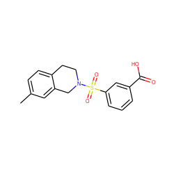 Cc1ccc2c(c1)CN(S(=O)(=O)c1cccc(C(=O)O)c1)CC2 ZINC000095555977