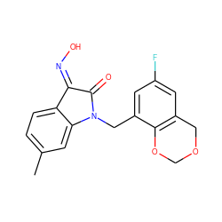 Cc1ccc2c(c1)N(Cc1cc(F)cc3c1OCOC3)C(=O)/C2=N\O ZINC000043021644