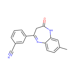 Cc1ccc2c(c1)NC(=O)CC(c1cccc(C#N)c1)=N2 ZINC000101095290