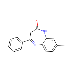 Cc1ccc2c(c1)NC(=O)CC(c1ccccc1)=N2 ZINC000100645589