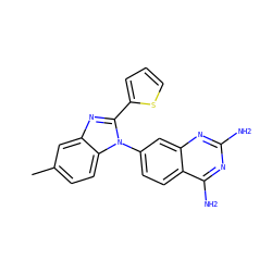 Cc1ccc2c(c1)nc(-c1cccs1)n2-c1ccc2c(N)nc(N)nc2c1 ZINC000169706542