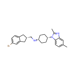 Cc1ccc2c(c1)nc(C)n2[C@H]1CC[C@@H](NC[C@H]2Cc3ccc(Br)cc3C2)CC1 ZINC000299845035