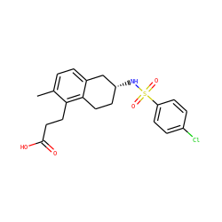 Cc1ccc2c(c1CCC(=O)O)CC[C@@H](NS(=O)(=O)c1ccc(Cl)cc1)C2 ZINC000003811419