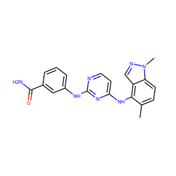 Cc1ccc2c(cnn2C)c1Nc1ccnc(Nc2cccc(C(N)=O)c2)n1 ZINC000028950591