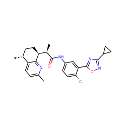 Cc1ccc2c(n1)[C@H]([C@@H](C)C(=O)Nc1ccc(Cl)c(-c3nc(C4CC4)no3)c1)CC[C@H]2C ZINC001772657561