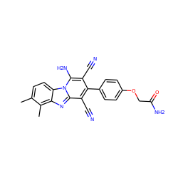 Cc1ccc2c(nc3c(C#N)c(-c4ccc(OCC(N)=O)cc4)c(C#N)c(N)n32)c1C ZINC000072176506