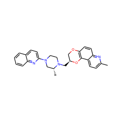 Cc1ccc2c3c(ccc2n1)OC[C@H](CN1CCN(c2ccc4ccccc4n2)C[C@H]1C)O3 ZINC000058594510