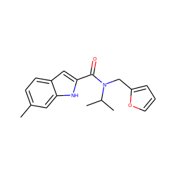 Cc1ccc2cc(C(=O)N(Cc3ccco3)C(C)C)[nH]c2c1 ZINC000299830000