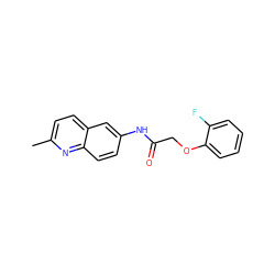 Cc1ccc2cc(NC(=O)COc3ccccc3F)ccc2n1 ZINC000095556801