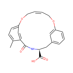 Cc1ccc2cc1C(=O)N[C@H](C(=O)O)Cc1cccc(c1)OC/C=C/CO2 ZINC000103258335