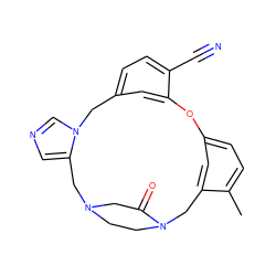 Cc1ccc2cc1CN1CCN(CC1=O)Cc1cncn1Cc1ccc(C#N)c(c1)O2 ZINC000013589240