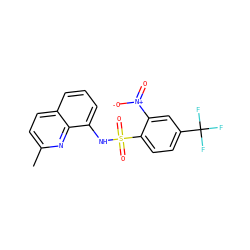 Cc1ccc2cccc(NS(=O)(=O)c3ccc(C(F)(F)F)cc3[N+](=O)[O-])c2n1 ZINC000013815825