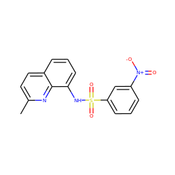 Cc1ccc2cccc(NS(=O)(=O)c3cccc([N+](=O)[O-])c3)c2n1 ZINC000013818010