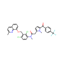 Cc1ccc2cccc(OCc3c(Cl)ccc(N(C)C(=O)Cc4ccc(C(=O)c5ccc(C(F)(F)F)cc5)n4C)c3Cl)c2n1 ZINC000028763723