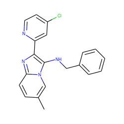 Cc1ccc2nc(-c3cc(Cl)ccn3)c(NCc3ccccc3)n2c1 ZINC001772587432