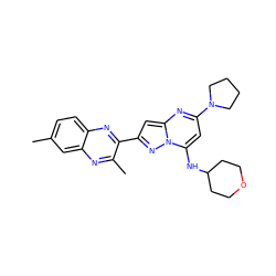 Cc1ccc2nc(-c3cc4nc(N5CCCC5)cc(NC5CCOCC5)n4n3)c(C)nc2c1 ZINC000149811367