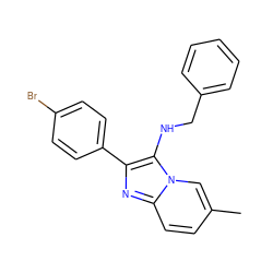 Cc1ccc2nc(-c3ccc(Br)cc3)c(NCc3ccccc3)n2c1 ZINC001772657384