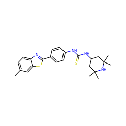 Cc1ccc2nc(-c3ccc(NC(=S)NC4CC(C)(C)NC(C)(C)C4)cc3)sc2c1 ZINC000003365886